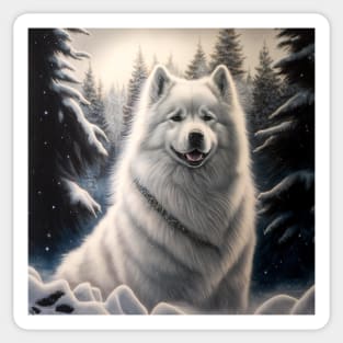 Samoyed In Winter Wonderland Sticker